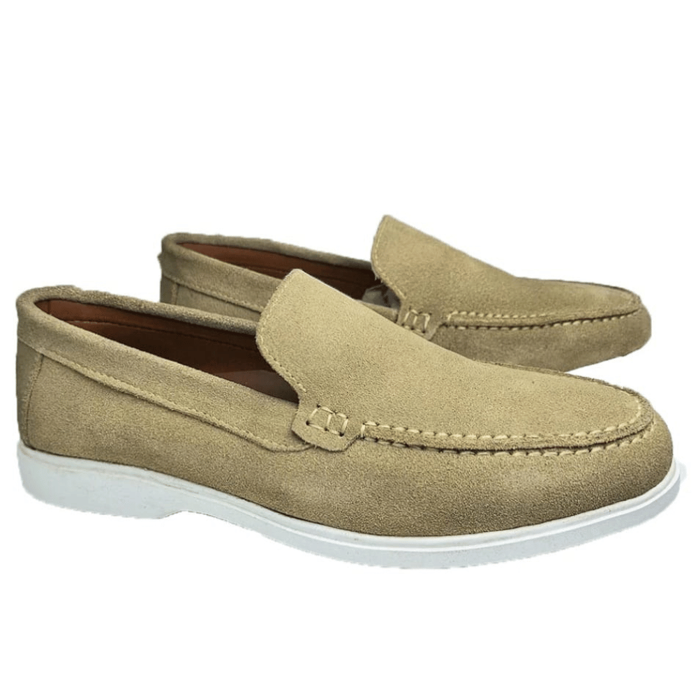 Men’s Beige Suede Loafers – Stylish Casual Slip-On Shoes