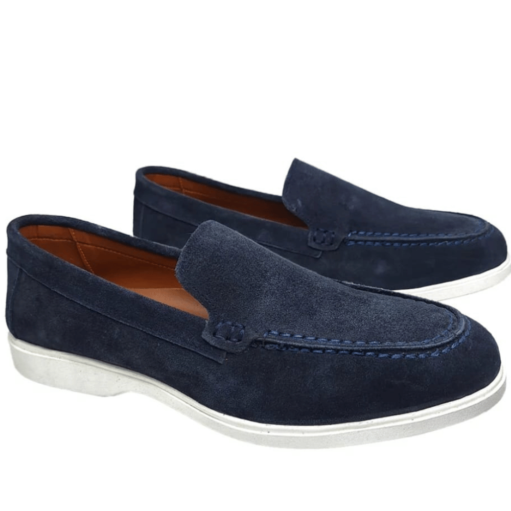 Men’s Premium oyal Blue Suede Loafers – Casual Slip-On Shoes